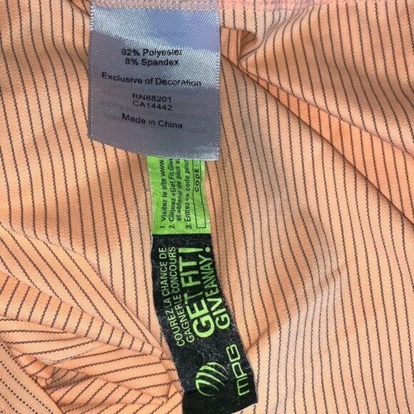 MPG Peach & Gray Striped Active Tank Top Womens Size S Polyester/Spandex - Picture 3 of 8